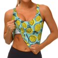 thumbnail image 3 of Fotbe Lemon Pattern Womens' Sports Bra Longline Wirefree Padded with Medium Support Sports Moisture-Wicking Workou Vest,Tank Top-Large, 3 of 8