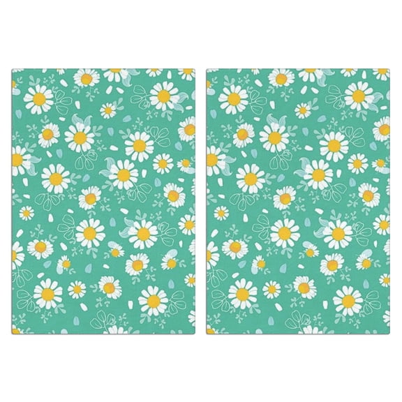 2 Pcs Funny Kitchen Towels,Turquoise Daisy Flower Yellow Centers Pattern Microfiber Dish Towels,Kitchen Tea Towels,Kitchen Towel Set (18" X 26")
