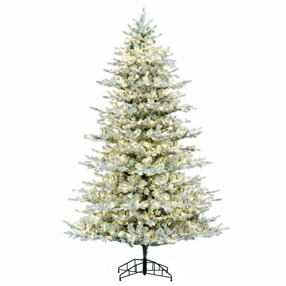 Vickerman 9' x 66" Flocked Kiana Artificial Christmas Tree, Dura-Lit® LED Warm White Mini Lights
