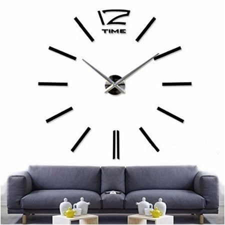 3d Home Decoration Wall Clock Big Mirror Modern Designlarge Size Sticker