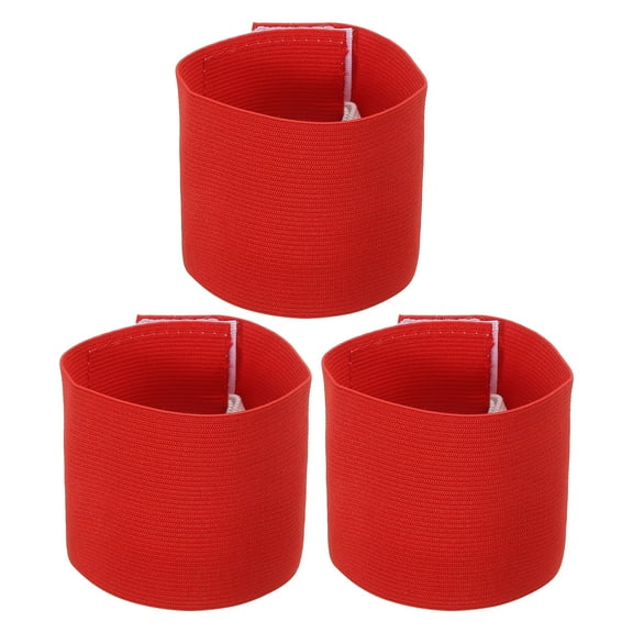 Uxcell 9.4x2.5" Soccer Captain Armband, 3 Pack Nylon Unisex Elastic Arm Badge Adjustable for Youth Team Training, Red