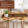 thumbnail image 4 of Orange Sunflower Pumpkins Round Tablecloth, Fitted Table Cover with Elastic for 45"-54" Round Tables, Pastoral Botanical Watercolor Table Cloth Outdoor Indoor Dinning Party Waterproof Tablecloths, 4 of 7