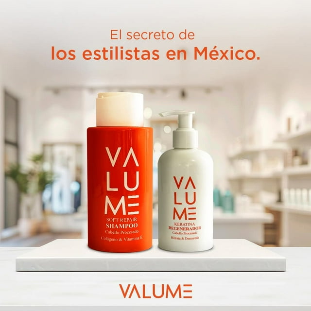 Kit VALUME Shampoo con Colageno y vitamina E+ Regenerador de Keratina – Para Cabello Procesado