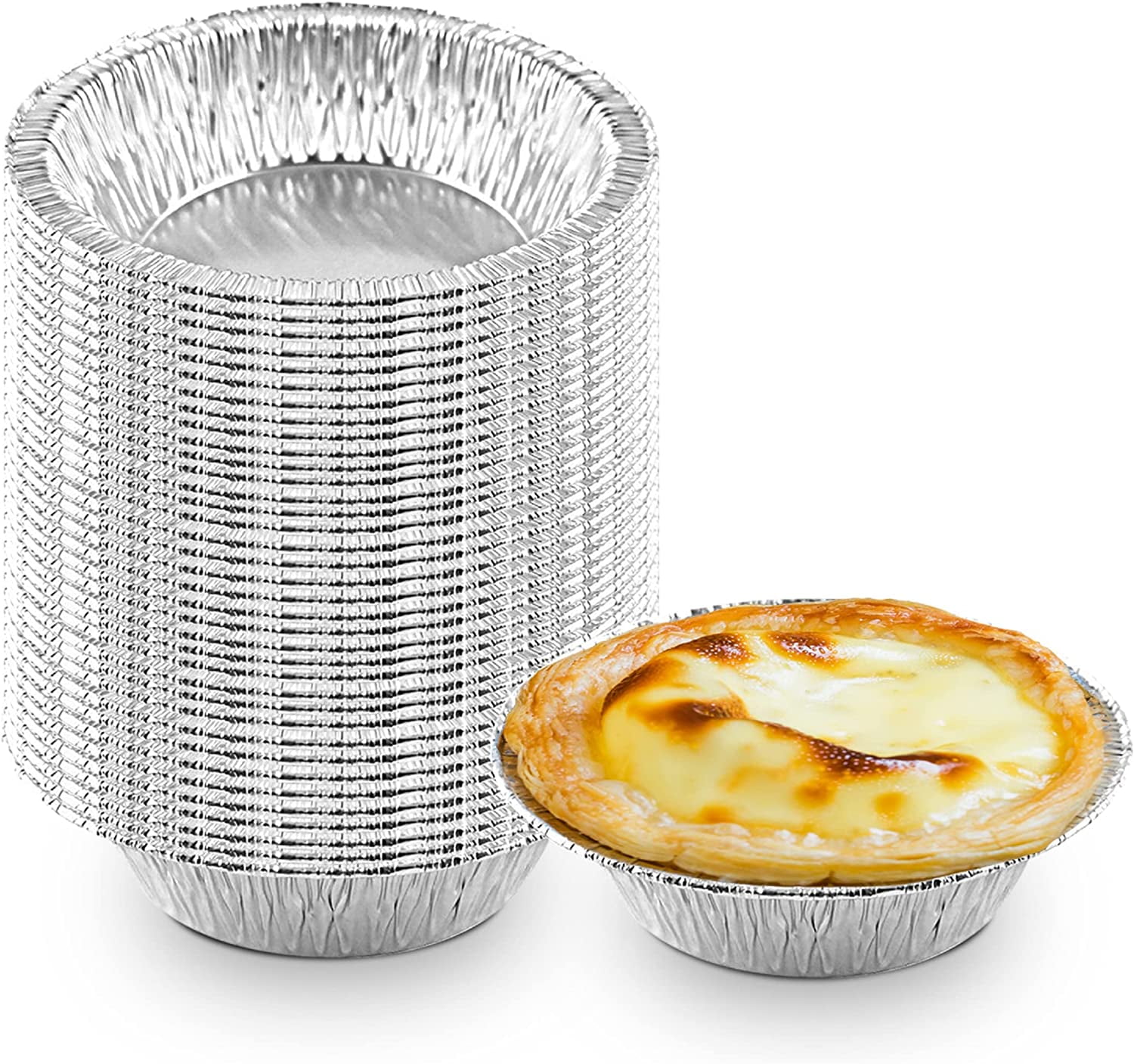 Pack of 100 (5inch) Aluminum Foil Pot Pie Pans 7 Oz Disposable Baking