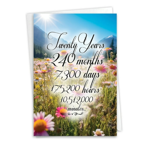 NobleWorks 20th Recovery Paper Card with 5 x 7 Inch Envelope (1 Card) 20 Year Time Count C9088AAG