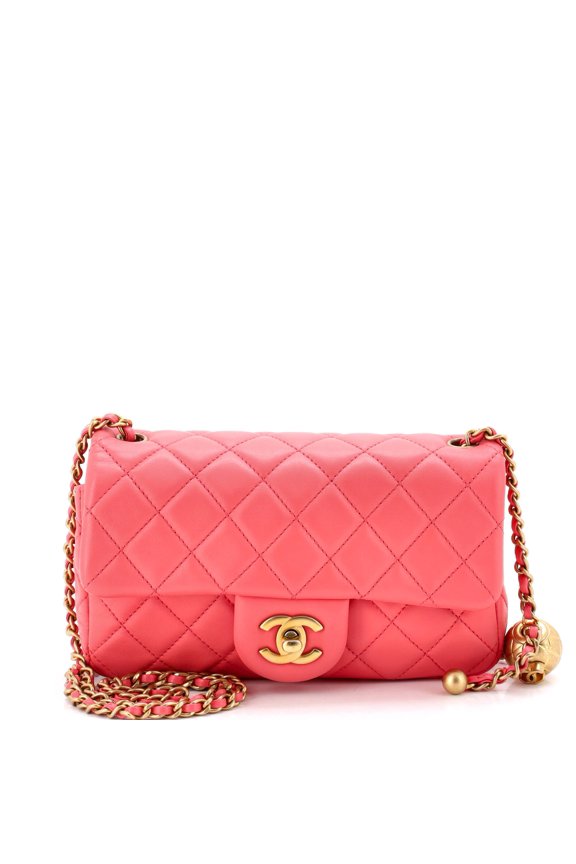 Pre-Owned Pearl Crush Flap Bag Quilted Lambskin Mini By Rebag