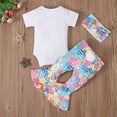 thumbnail image 4 of MEZZALL Baby Girl Easter Outfit Bunny Print Short Sleeve Romper Bodysuit Pompon Bottoms Set With Headband, 4 of 9