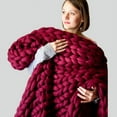 thumbnail image 2 of Thick Crochet Chunky Cable Knit Blanket Beautiful Handmade Cover Yarn Wool Bulky Bed Spread Throw For Home Decor, 2 of 7