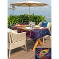 thumbnail image 6 of 60x120 Inch Outdoor Tablecloth with Umbrella Hole Zipper Rectangle Colorful Peacock Feathers Rectangular Tablecloths Outside Waterproof Abstract Modern Watercolor Art Patio Table Cover for Picnic, 6 of 8