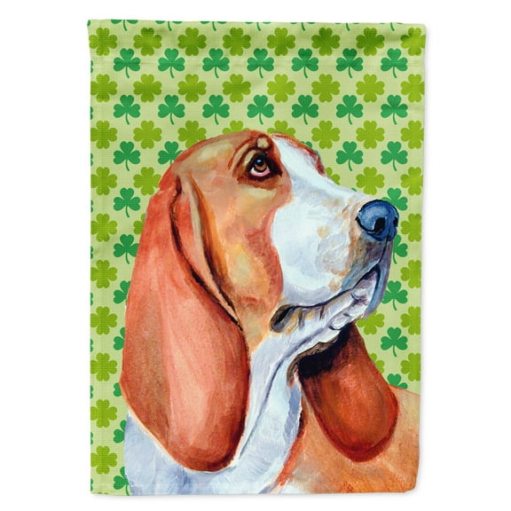Carolines Treasures LH9197-FLAG-PARENT Basset Hound St. Patricks Day Shamrock Portrait Flag  multicolor