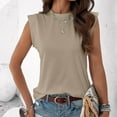 thumbnail image 2 of Arnsht Cap Sleeve Tops for Women Summer Top Basic Tee Shirts Casual Round Neck Tank Loose Fit Solid Color Fashion Top Khaki XL, 2 of 7