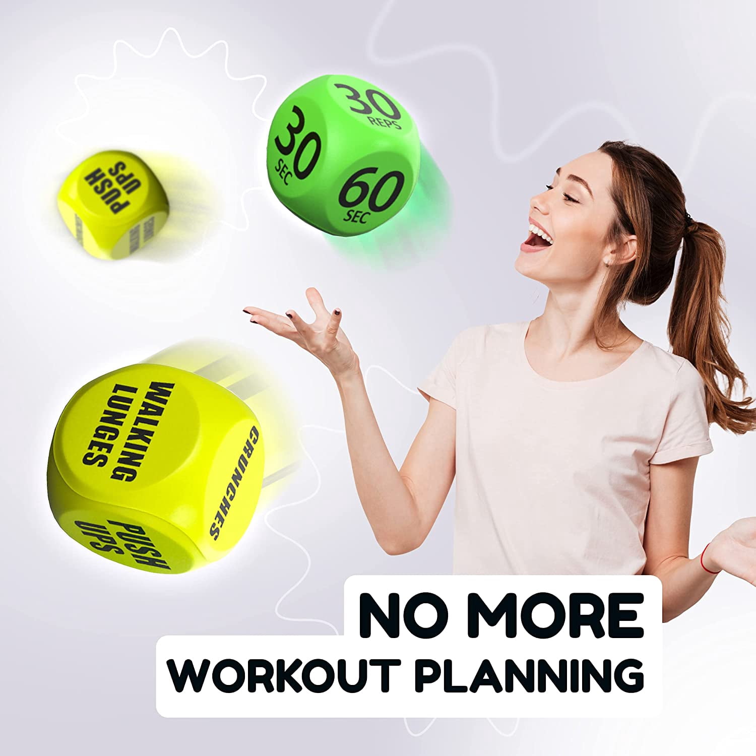 Skywin Workout Dice - 2 Pack, Yellow, Fun Exercise Dice for Solo or Group Classes, 6-Sided Foam Fitness Dice Great Dynamic Exercise Equipment