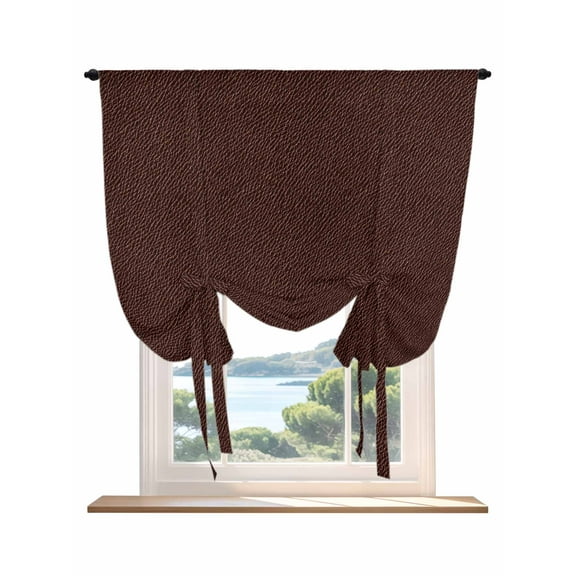 Solid Brown Tie Up Curtains for Windows 45 Inch Length Balloon Curtains Kitchen Adjustable Balloon Window Shade Vintage Minimalism Abstract Denim Pattern Tie Up Valance Bathroom Curtain 42"x45"