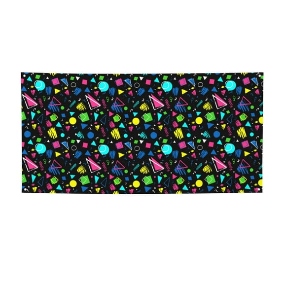 Picia Geometric 1980s Styled Pattern Party Banner, Festive Decoration, Holiday Banner, Celebration Decor, Event Banner, Reusable Party Banner-Small