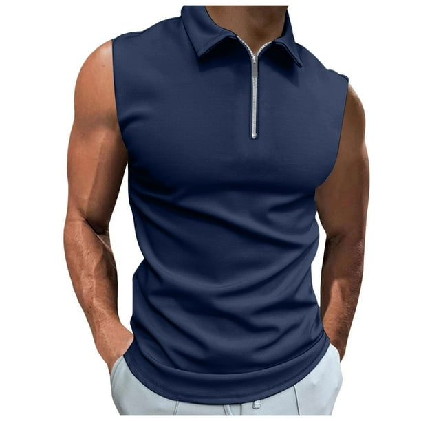 Chaleco informal sin mangas de poliéster para hombre - Camiseta deportiva de color liso para el gimnasio/vacaciones - Tallas S-XXXL, lavable a máquina