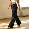 thumbnail image 6 of ClodeEU Women's Corduroy Button Elastic Waist Wide Leg Pants with Pockets，Solid Color Casual Loose Trousers ,Women's Plus L, 6 of 8