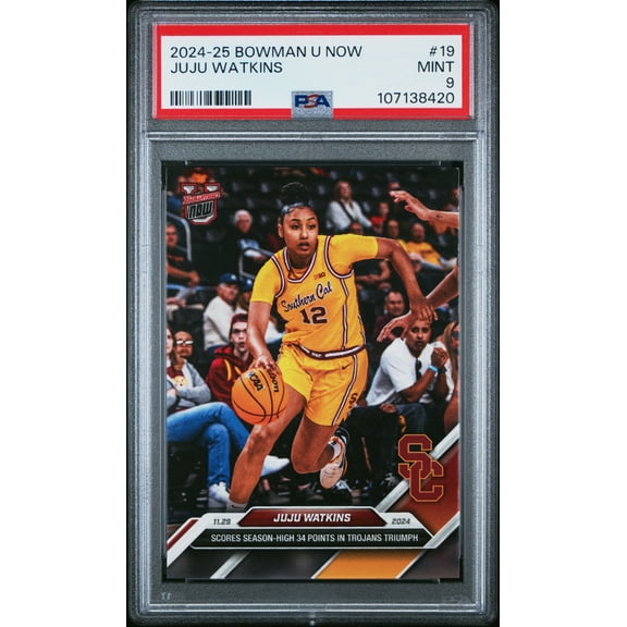 PSA 9 JuJu Watkins 2024 Bowman University Now #19 USC Trojans Rookie Card Southern California