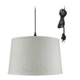 thumbnail image 2 of 1 Light Swag Plug-In Pendant 16"w Shallow Drum Textured Oatmeal Shade, 17' Black Cord, 2 of 5