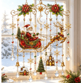 thumbnail image 5 of Santa Moon Sleigh Christmas Hanging Suncatcher, Stained Glass Style Window Hanging Ornament with Crystal Bell for Holiday Home Decor, 5 of 6