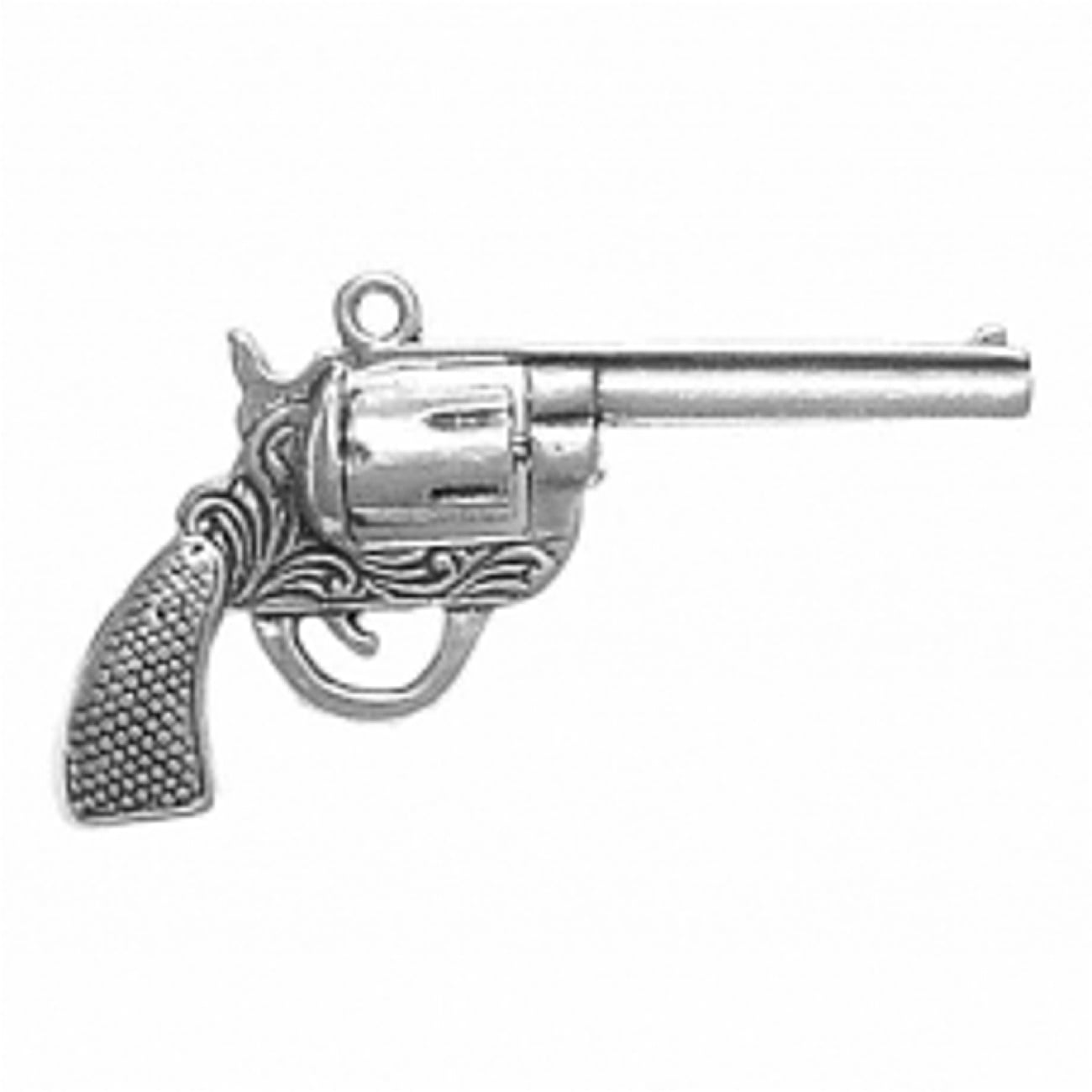 Silver Rhinestone Western Cowboy Pistol Gun 20mm Snap Charm For Ginger Snaps 