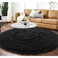 thumbnail image 1 of Nvzi Black Round Rug for Bedroom,Fluffy Circle Rug 23.6*23.6in,Shaggy Circular Rug for Nursery Room,Fuzzy Plush Rug for Dorm,Black Carpet, 1 of 5