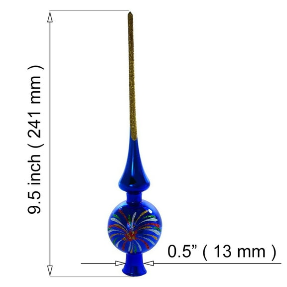 "Fireworks" Vintage Glass Christmas Mini Tree Topper (blue, glossy)