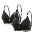 thumbnail image 1 of 2 Piece Womens Wireless Bralettes Ribbed Push Up Everyday T-Shirt Bra Lift-Up Padded Seamless Soft Bras Black, 40/90BC, 1 of 5