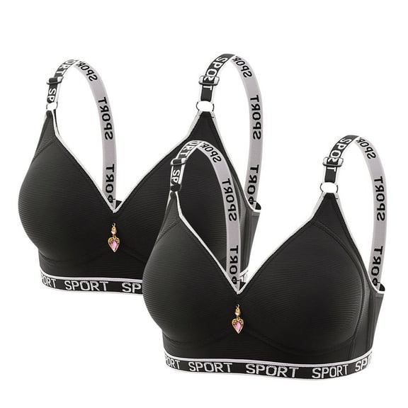 Levmjia Sports Bras For Women Solid Color Daily Wireless Sleep Soft Cotton No Underwire Support Travel Yoga 2 Pack With Removable Pads