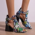 thumbnail image 4 of SACFOF Womens Peep Toe Ankle Booties Chunky Heels Cutout Back Zipper Sandals Suede Side Ankle Strap Dress Sandals, 4 of 6