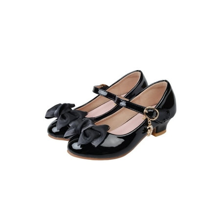 

Gomelly Girl s Princess Shoe Comfort Dress Shoes Bow Mary Jane Sandals Mid Heel Pumps Girls Kids Black 1Y