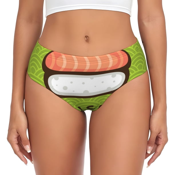 Balery Fresh Sushi Ropa Interior de Algodón para Mujer con Dibujo – Braguitas Cómodas y Elásticas, Estilo Clásico-Small