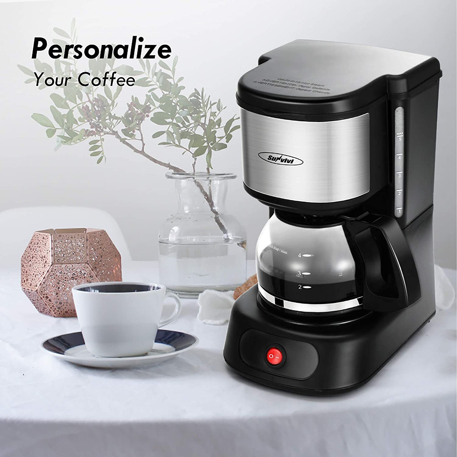 Sunvivi 5 Cup Small Drip Coffee Maker 