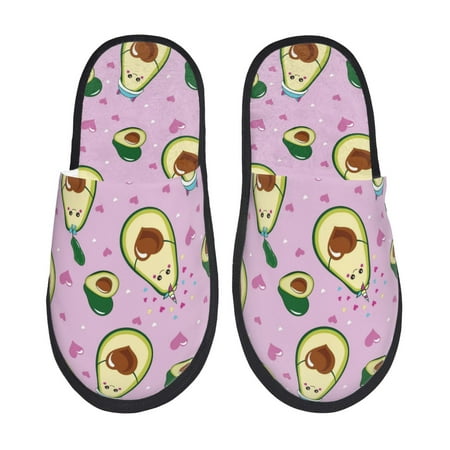 Balery Different Avocados Slient Indoor Furry Fleece Comfort House Shoes Soft Non-Slip Home Shoes Cotton slippers House Slippers-- Large