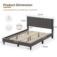 thumbnail image 5 of Queen Bed Frame No Box Spring Needed, Platform Bed Frame with Upholstered Velvet Headboard, Wood Slat Support, Noise-Free, Smoky Grey, 5 of 10