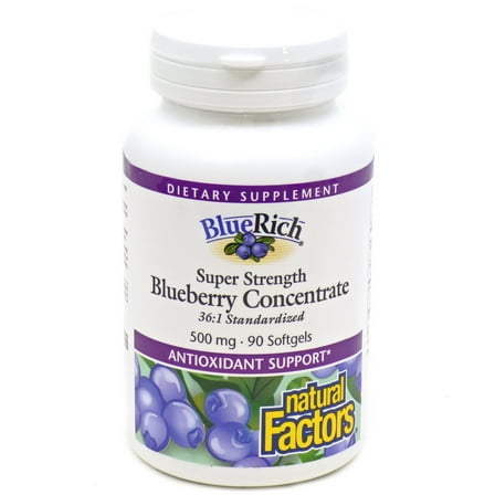 Natural Factors BlueRich Super Strength Blueberry Concentrate, Antioxidant Support for Overall Good Health, 90 Softgels