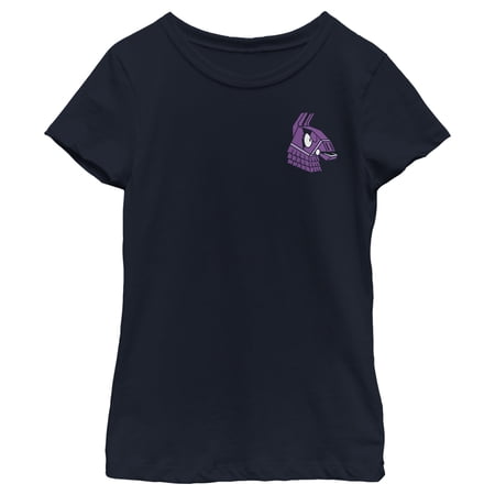 Girl s Fortnite Llama Pinatas Pocket Logo Graphic Tee Navy Blue X Large