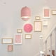 thumbnail image 1 of Aplique de pared (1 unidad), 20 x 15 x 12 cm, lámpara de pared para dormitorio o estudio, aplique de hierro, iluminación moderna, ahorra espacio, montaje en pared (rosa)., 1 of 9