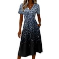 thumbnail image 5 of Summer Dresses for Women 2026 A-Line Midi Short Sleeve V-Neck Wrap Spring Dresses Evening Party Beach Vacation Sundress, 5 of 5