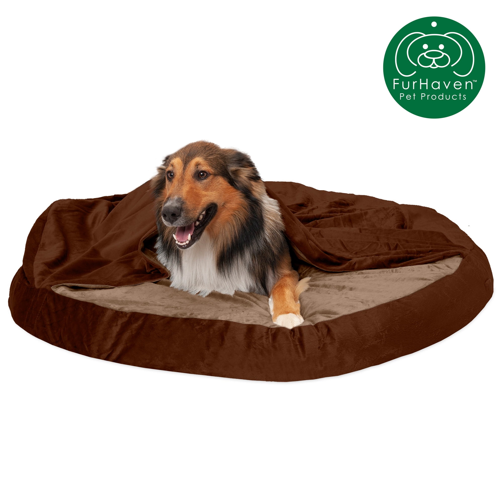 FurHaven Pet Dog Bed | Memory Foam Round Microvelvet ...