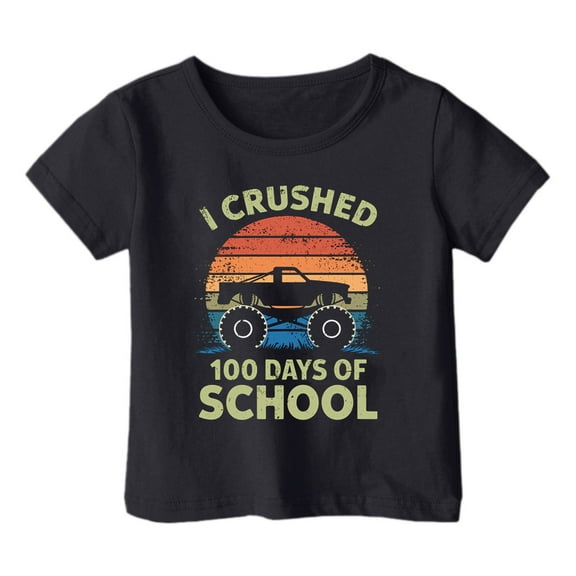 Hiijoy Toddler Girls 100 Days of School T Shirt Letter Print Short Sleeved Graphic T-Shirt