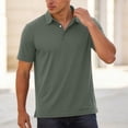 thumbnail image 4 of BVnarty Men's Solid Color Short Sleeve Camp Collar Shirt Breathable Casual Summer Daily Wear Business Casual Outing Top Army Green XXL, 4 of 8