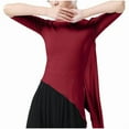 thumbnail image 3 of Aobny Gym Tops for Women Mesh Asymmetrical Crew Neck Red Tops Blouse Women's Casual Tops,XXL, 3 of 4