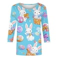 thumbnail image 4 of Xixinqiwan Women's Easter Tops Plus Size,Womens Tops Trend Three Quarter Sleeve Printed Cartoon Easter Bunny Tshirt Top Easter Dress for Women, 4 of 5