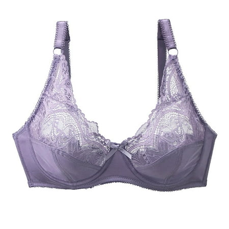 Delliss Womens Bra Lace Unlined Everyday Hollow Out Bras Soft Support Plunge Bralette