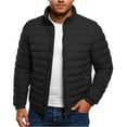 thumbnail image 2 of Men's Winter Large Size Cotton-padded Jacket with Hooded Slim Fit Lightweight Design for Cold Weather Outings, Daily Casual Wear, and Holiday Season Activities,Black,L, 2 of 5