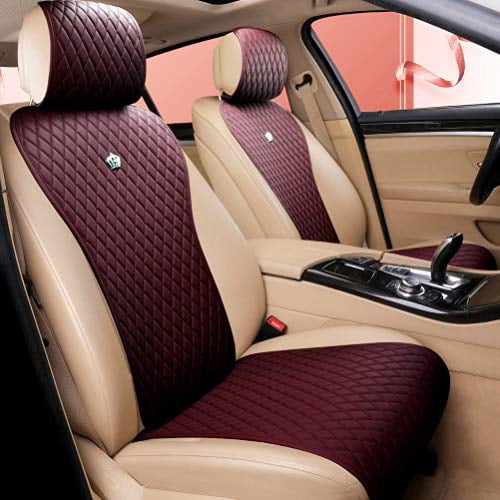Wine Red Seat Covers Universal Leather Cover Comfortable Car 2 3 Covered 11pcs Fit Auto Suv A Com - Red Leather Cover Seats For Cars