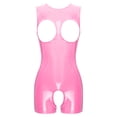 thumbnail image 3 of Body sexy de charol con escote halter y espalda descubierta para mujer, lencería de una pieza, ropa de club, disfraz erótico de entrepierna abierta, 3 of 5