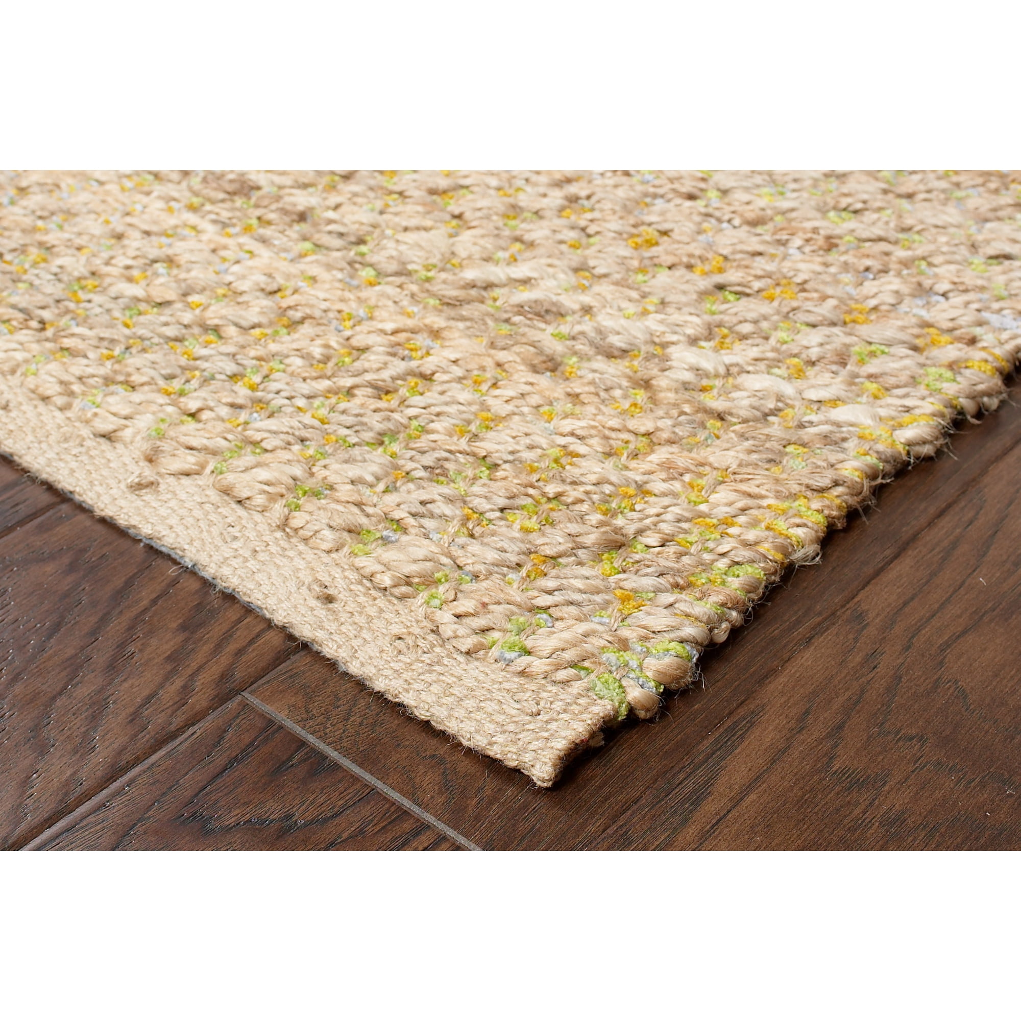 Laddha Home Designs 5' x 7.75' Handwoven Striped Area Throw Rug - Tan and Green