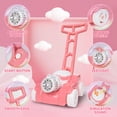 thumbnail image 4 of Wisairt Bubble Lawn Mower, Bubble Machine for Toddlers Kids, Outdoor Push Toy Gift for Preschool Boy Girl 3+, Pink & White, 4 of 10
