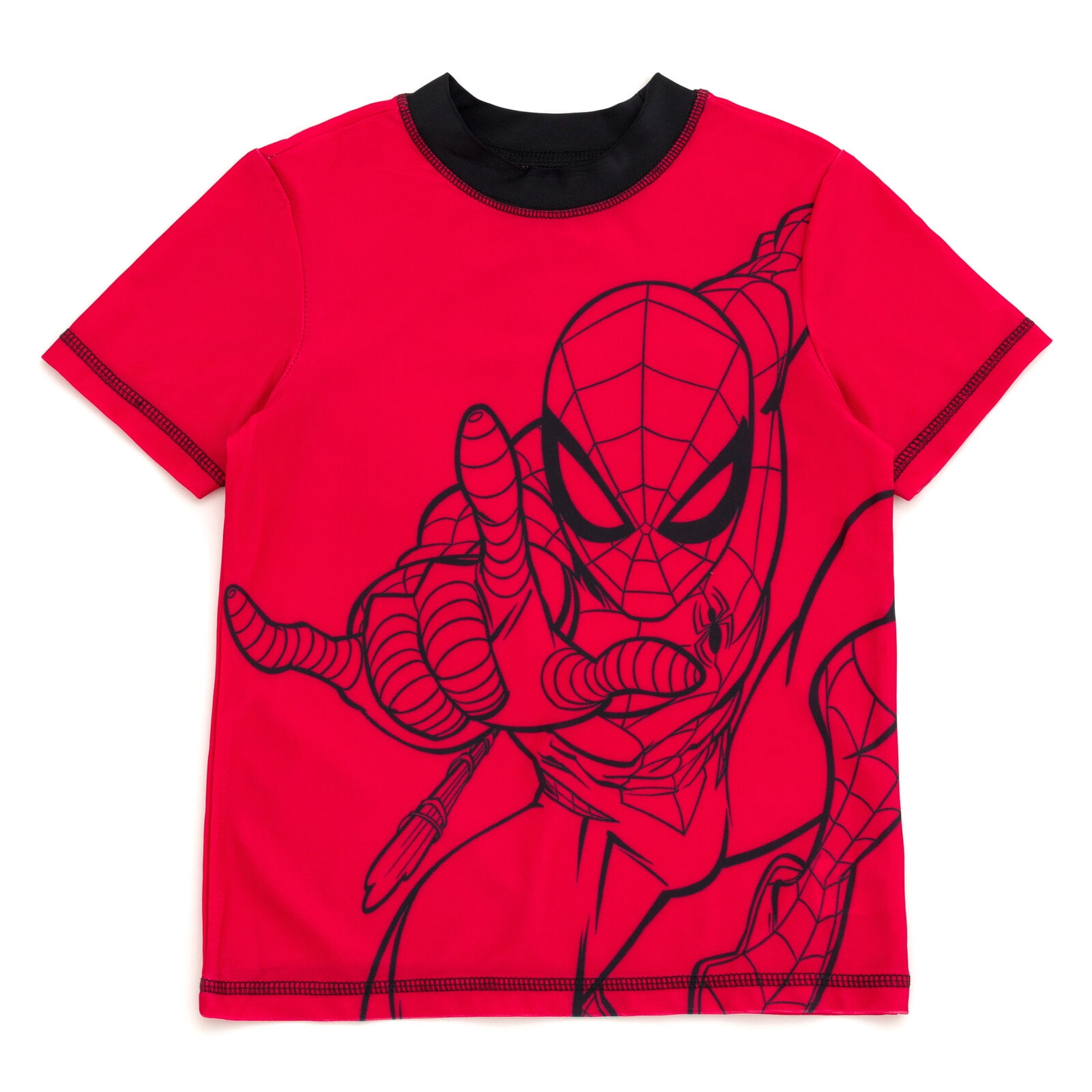 Marvel Spider-Man Little Boys' Swimwear 2-Piece Rashguard and Swim Trunks Set Spider Man Checker